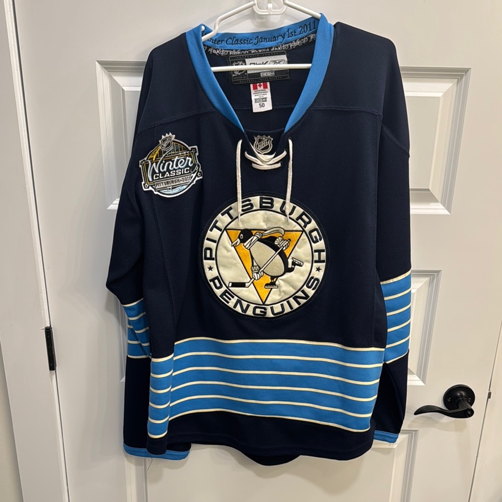 Pittsburg Penguin 2011 winter classic vintage Jordan Stall Blue Hockey Jersey